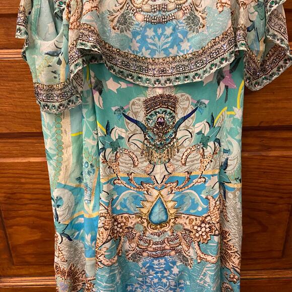 Camilla Long Wrap Dress w/ Frill Turn Back Time size XS Blue $749 NWT's - Picture 10 of 16